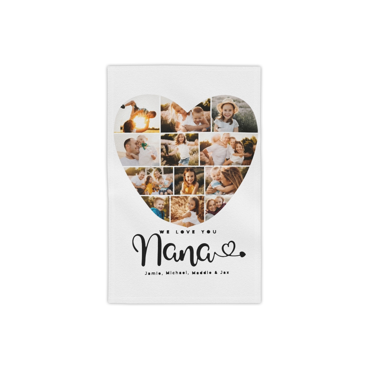 Nana We Love you Hearts Modern Photo Collage Kitchen Towel